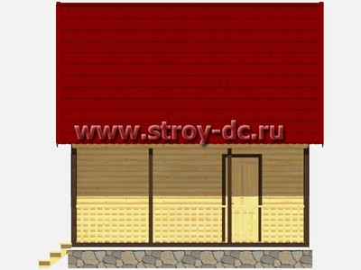 Дом из бруса, проект Д10, с мансардой, открытой террасой, двухскатной крышей, крыльцом и одной спальней, размером 6х6 метров, площадью 63 квадратных метра - фото проекта 4