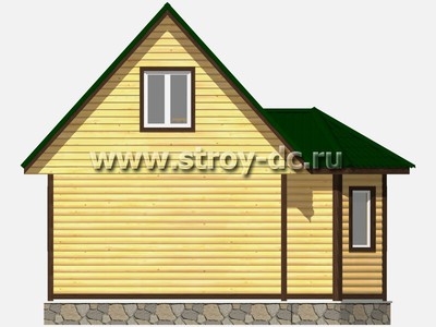 Дом из бруса, проект Д14, с мансардой, эркером, двухскатной крышей и одной спальней, размером 5х7 метров, площадью 52 квадратных метра - фото проекта 5