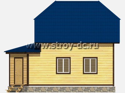 Дом из бруса, проект Д18, с мансардой, верандой, эркером, полувальмовой крышей и одной спальней, размером 6х8,5 метров, площадью 75 квадратных метров - фото проекта 4