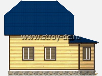 Дом из бруса, проект Д18, с мансардой, верандой, эркером, полувальмовой крышей и одной спальней, размером 6х8,5 метров, площадью 75 квадратных метров - фото проекта 6