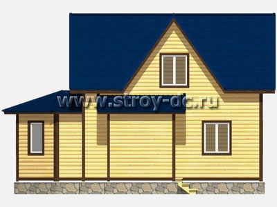 Дом из бруса, проект Д24, с мансардой, эркером, многоскатной крышей и двумя спальнями, размером 9х9,5 метров, площадью 89,53 квадратных метров - фото проекта 3