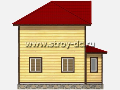 Дом из бруса, проект Д25, с балконом, эркером, полувальмовой крышей, крыльцом и четырьмя спальнями, размером 7х9 метров, площадью 99 квадратных метров - фото проекта 6