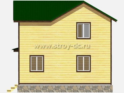 Дом из бруса, проект Д26, с угловой террасой, многоскатной крышей, крыльцом и тремя спальнями, размером 8х7,5 метров, площадью 96,39 квадратных метров - фото проекта 4