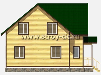 Дом из бруса, проект Д32, с мансардой, торцевой верандой, многоскатной крышей, крыльцом и четырьмя спальнями, размером 8,5х9 метров, площадью 124,77 квадратных метра - фото проекта 6