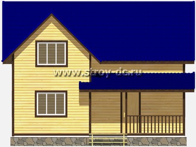 Дом из бруса, проект Д35, с мансардой, угловой террасой, многоскатной крышей, крыльцом и четырьмя спальнями, размером 9,5х9 метров, площадью 141 квадратный метр - фото проекта 3