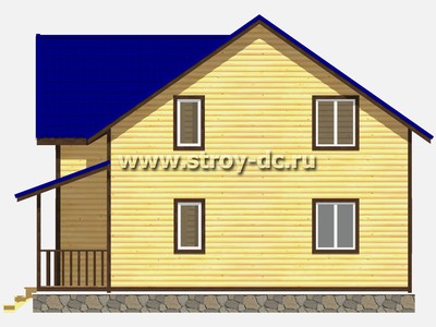 Дом из бруса, проект Д35, с мансардой, угловой террасой, многоскатной крышей, крыльцом и четырьмя спальнями, размером 9,5х9 метров, площадью 141 квадратный метр - фото проекта 4
