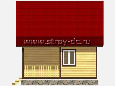 Дом из бруса, проект Д4, с мансардой, угловой террасой, двухскатной крышей, крыльцом и одной спальней, размером 6х8 метров, площадью 75 квадратных метров - фото проекта 4