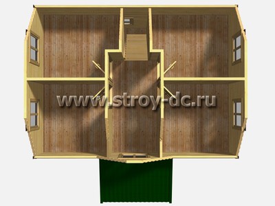 Дом из бруса, проект Д58, с мансардой, двухскатной крышей, крыльцом и двумя спальнями, размером 6х8 метров, площадью 89,8 квадратных метров - фото проекта 2
