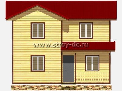 Дом из бруса, проект Д68, с террасой, многоскатной крышей, крыльцом и тремя спальнями, размером 6х8 метров, площадью 79,16 квадратных метров - фото проекта 3