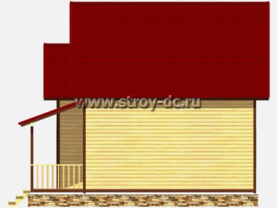 Каркасный дом, проект Д69, с открытой террасой, двухскатной крышей, крыльцом и четырьмя спальнями, размером 7,5х8,5 метров, площадью 100 квадратных метров - фото проекта 4