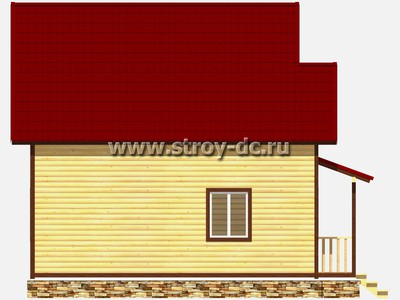 Дом из бруса, проект Д69, с открытой террасой, двухскатной крышей, крыльцом и четырьмя спальнями, размером 7,5х8,5 метров, площадью 100 квадратных метров - фото проекта 6