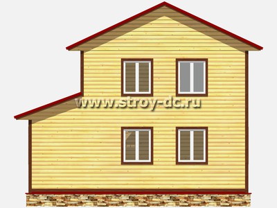 Дом из бруса, проект Д73, с боковой верандой, двухскатной крышей, крыльцом и двумя спальнями, размером 6х8 метров, площадью 75 квадратных метров - фото проекта 5