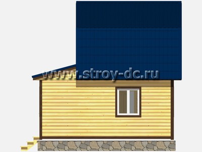 Дом из бруса, проект Д9, с мансардой, торцевой верандой, ломаной крышей и одной спальней, размером 6х6 метров, площадью 54 квадратных метра - фото проекта 4