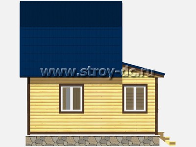 Дом из бруса, проект Д9, с мансардой, торцевой верандой, ломаной крышей и одной спальней, размером 6х6 метров, площадью 54 квадратных метра - фото проекта 6