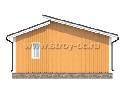 Каркасный дом, проект Д95, с террасой, двухскатной крышей, крыльцом и двумя спальнями, размером 8х8 метров, площадью 45,21 квадратных метров - фото проекта 6