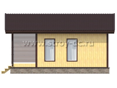 Каркасный дом, проект Д96, с террасой, двухскатной крышей и двумя спальнями, размером 7х8 метров, площадью 35,22 квадратных метров - фото проекта 7